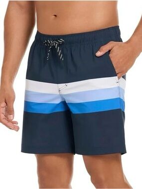 Hurley Navy Striped Swim Trunks. Size Xl